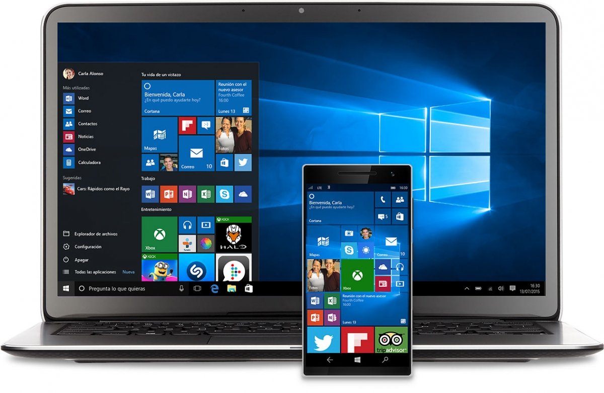 Windows 10 en PC y teléfono móvil