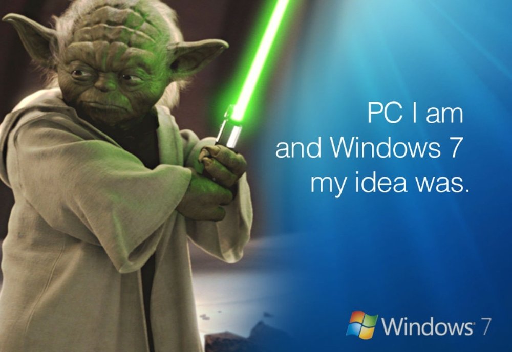 Yoda anunciando Windows 7