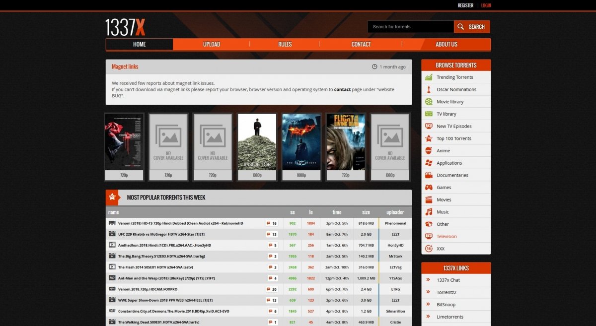 1337X es un clásico de los torrents