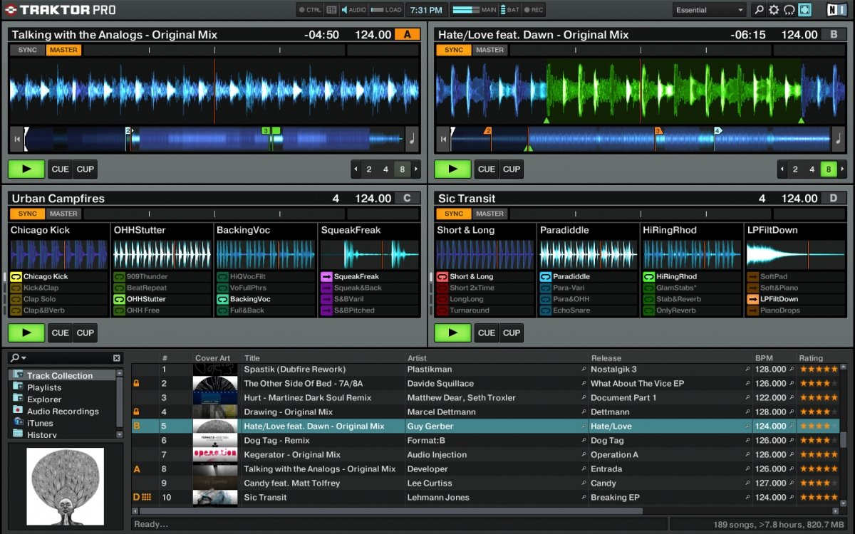 2 decks y 2 remix decks en Traktor