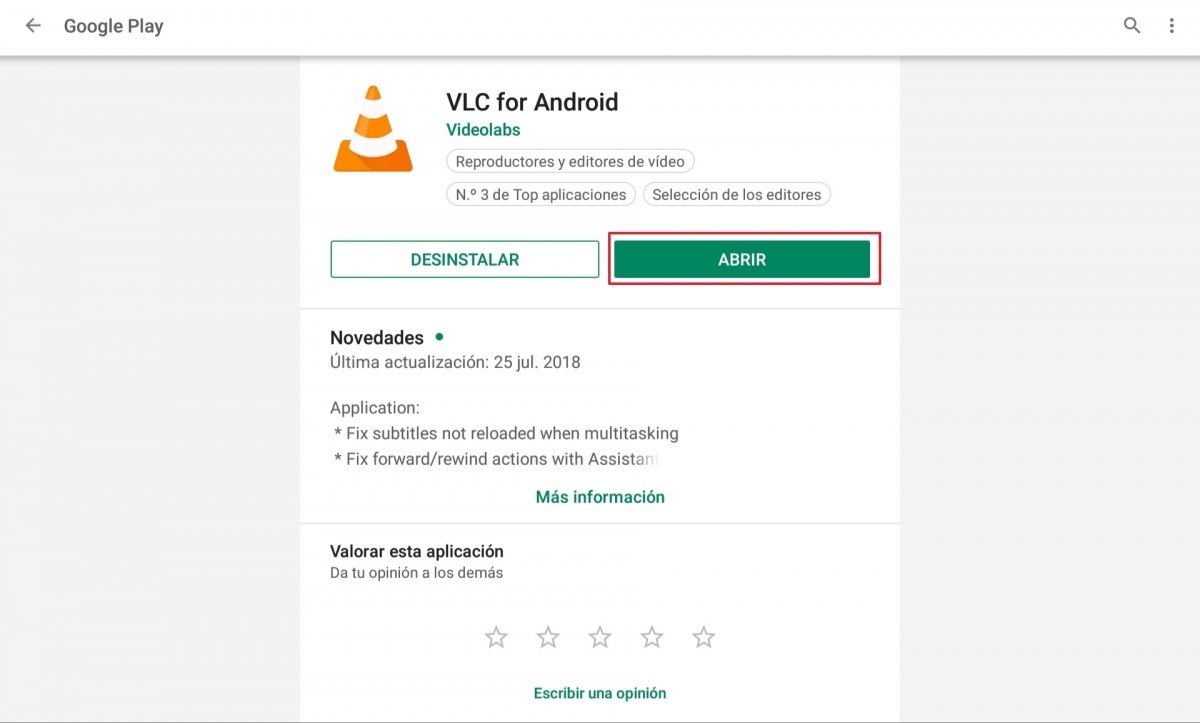 Abriendo una app desde Google Play