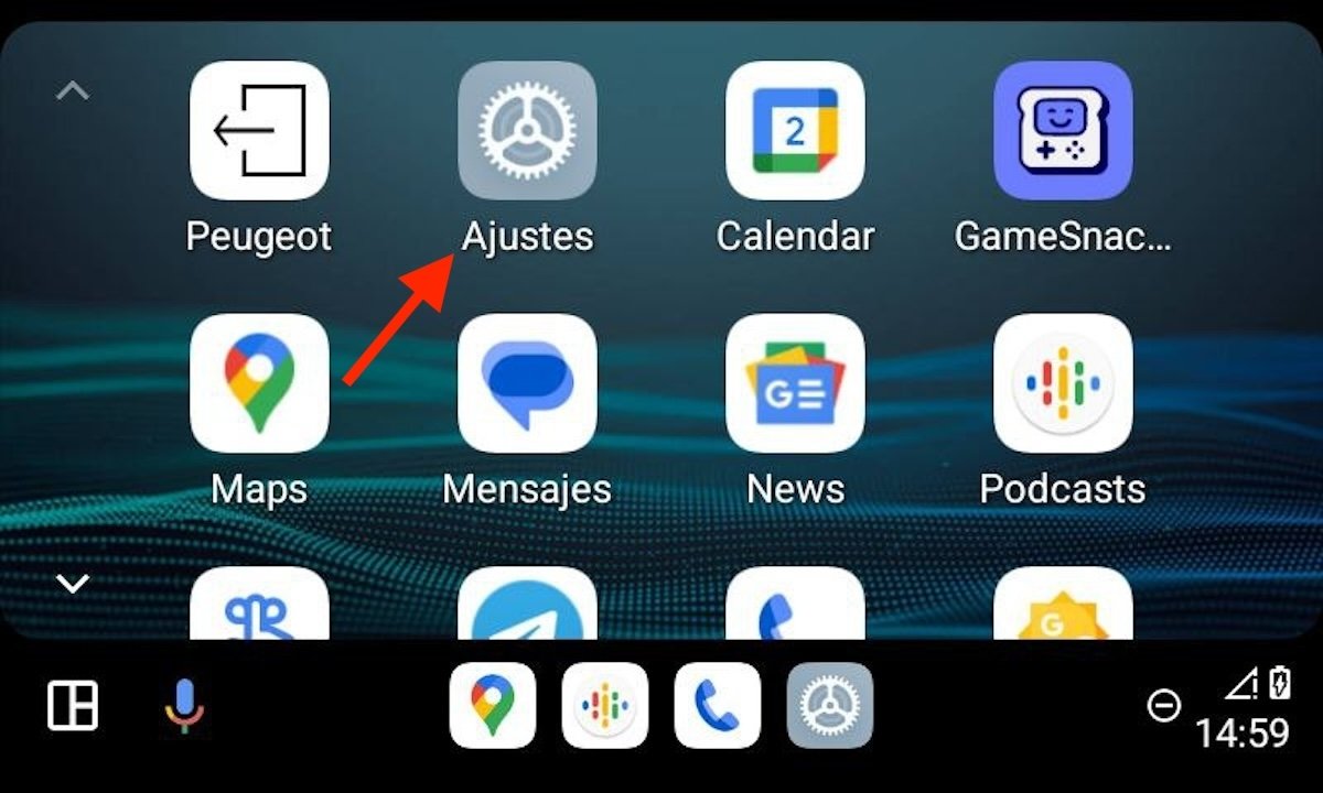 Abrir los ajustes de Android Auto desde la pantalla del coche