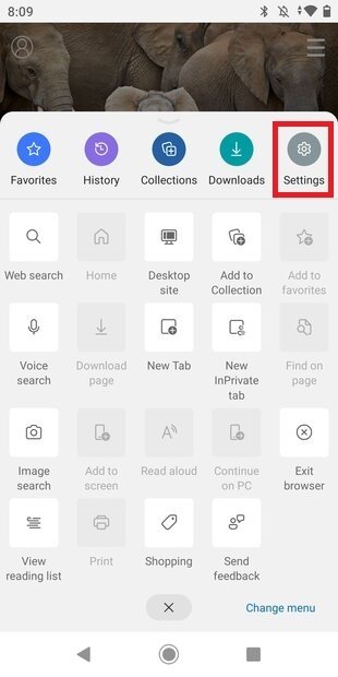 Abrir los ajustes de Edge