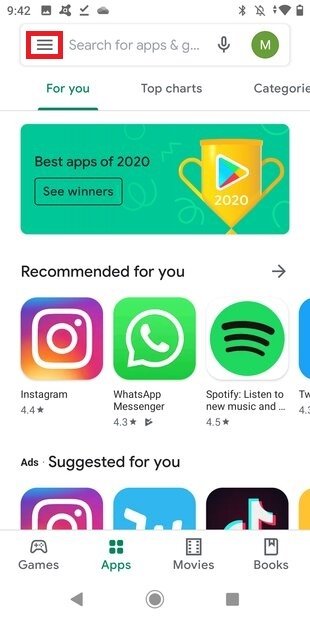 Abrir menú principal de Google Play