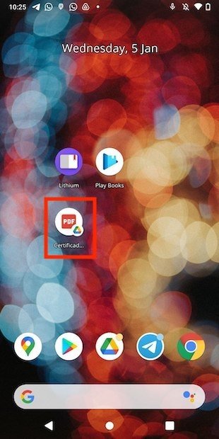 Abrir pasaporte COVID desde la pantalla de inicio