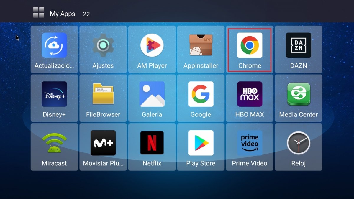 Accedemos a Chrome desde la Android TV Box