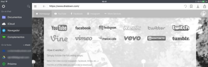 Acceder a DreDown para descargar vídeos con Documents 6