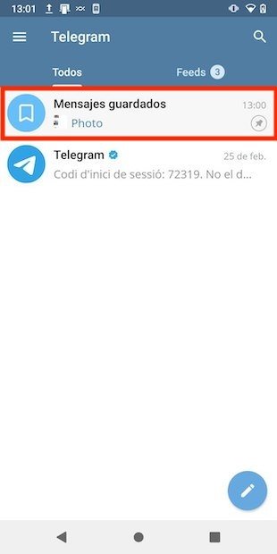 Acceder a los mensajes guardados de Telegram