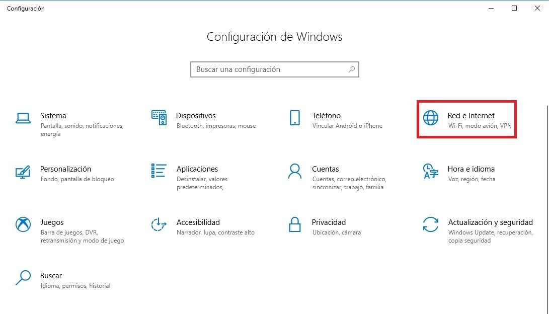Acceso a Red e Internet en Windows 10