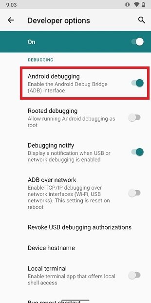 Activar depuración USB en Android