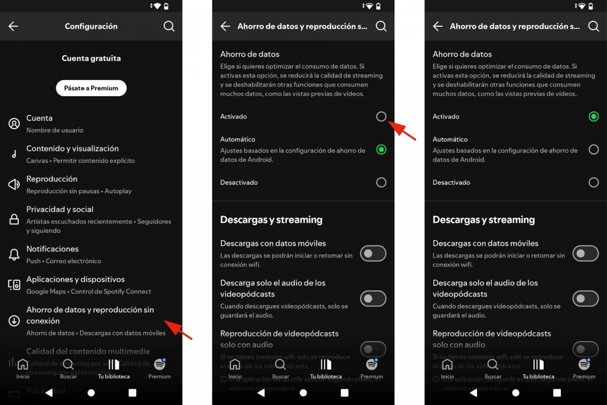 Activar el ahorro de datos de Spotify