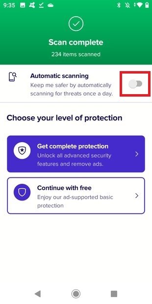 Activar el escaneo automático