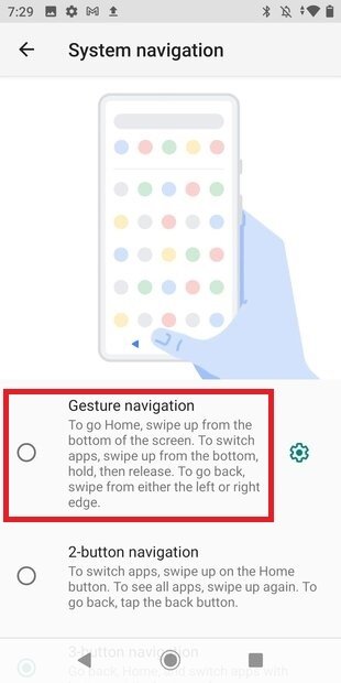 Activar gestos de Android 10