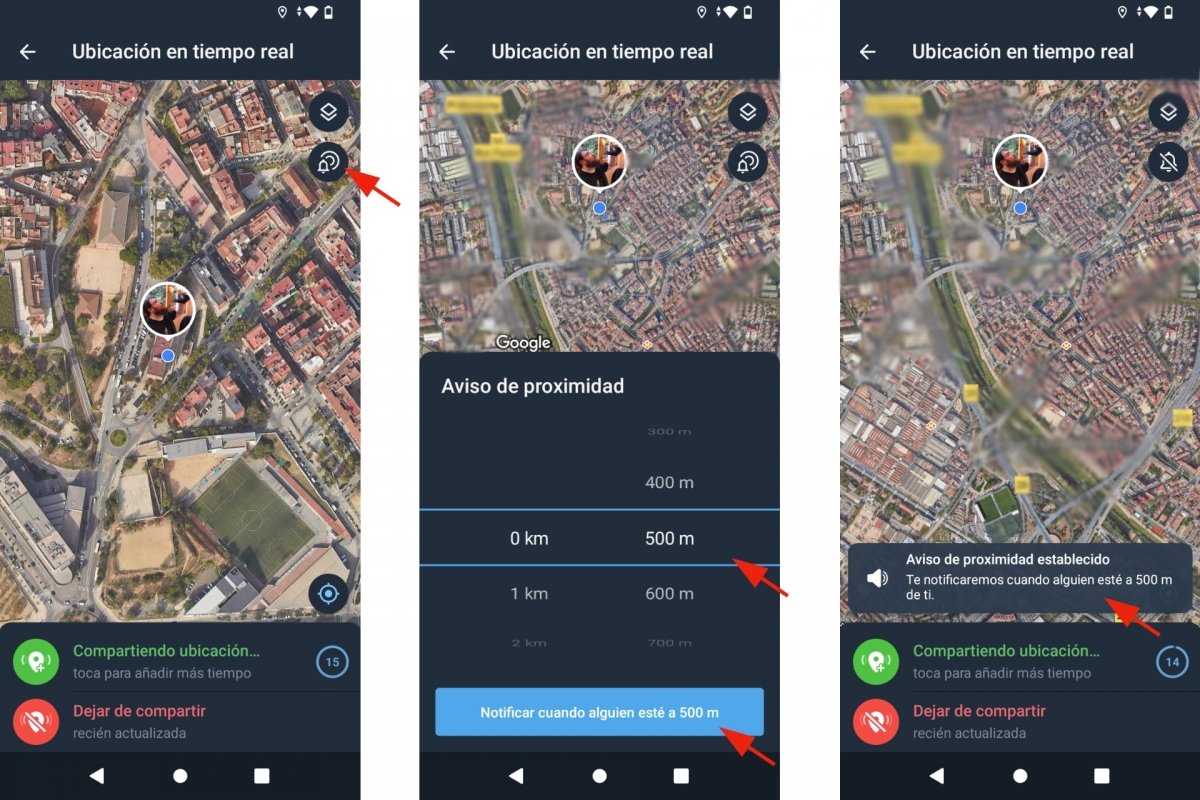 Activar la alerta de proximidad en Telegram