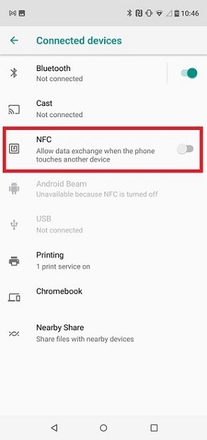 Activar NFC desde los ajustes de Android