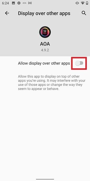 Activar permiso para mostrarse sobre otras apps