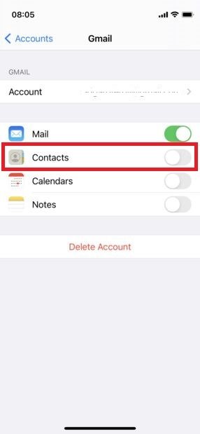 Activar sincronización de contactos