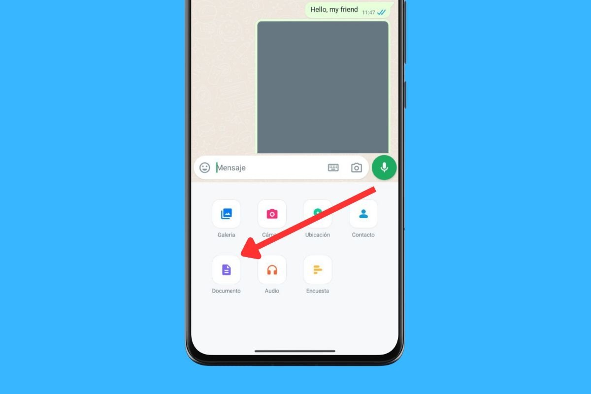 Adjuntando un documento en WhatsApp de hasta 2 GB