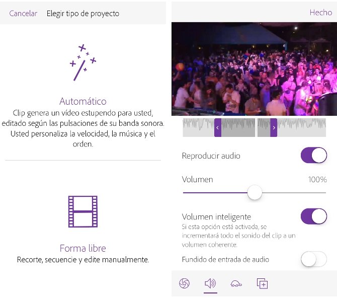 Adobe Premiere Clip en un iPhone