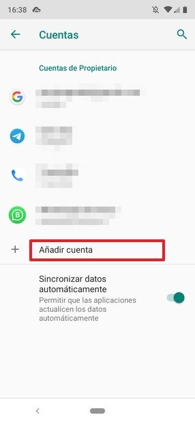 Ajustes de cuentas de Android