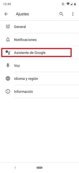 Ajustes de Google Assistant