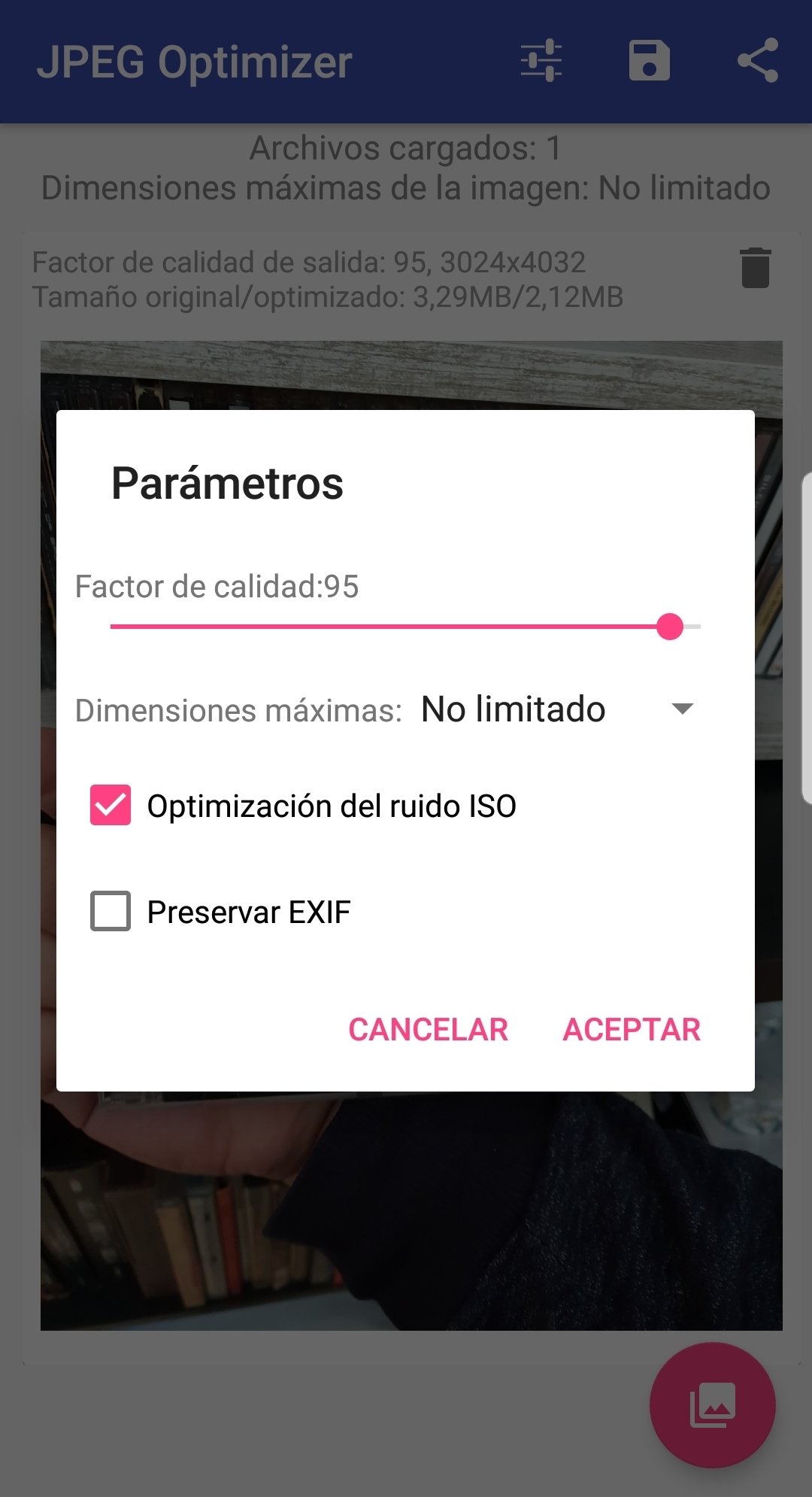 Ajustes de optimización de la imagen
