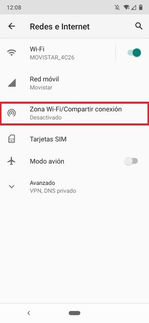 Ajustes de redes e Internet de Android