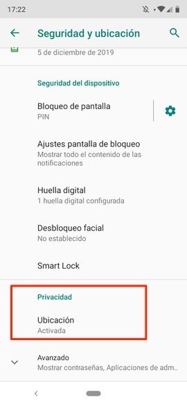 Ajustes de Seguridad de Android