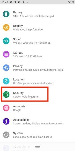 Ajustes de seguridad en Android
