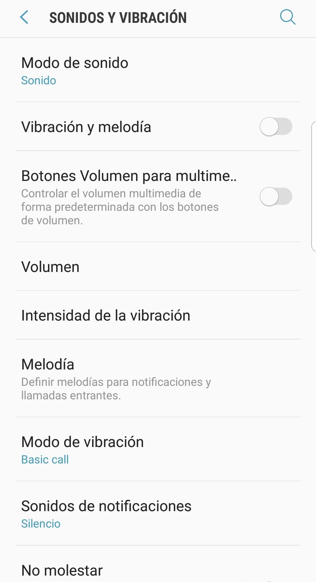Ajustes de sonido en Android