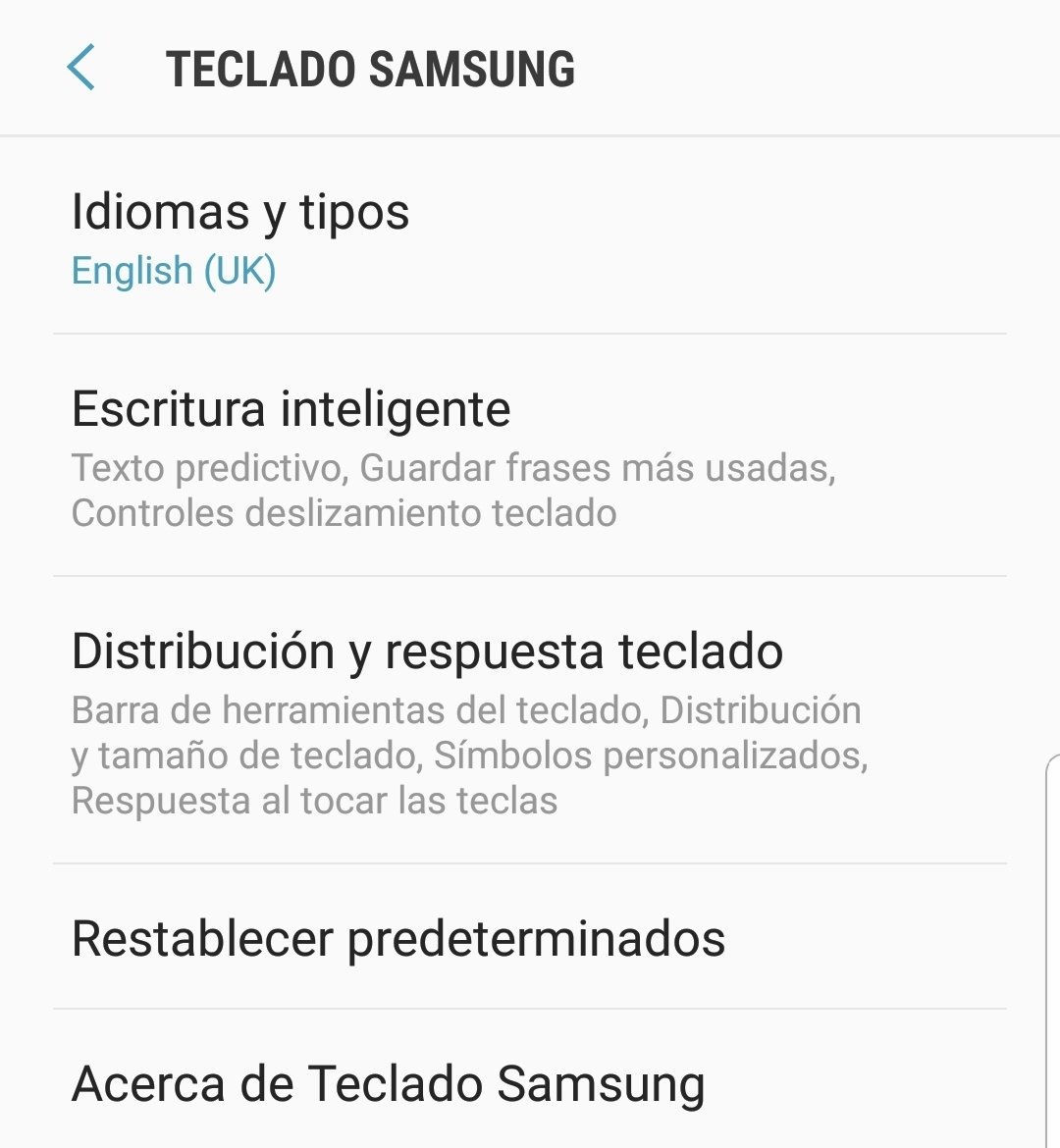 Ajustes de teclado y de diccionario