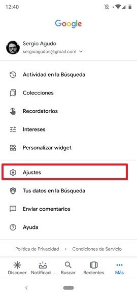 Ajustes del asistente de Google