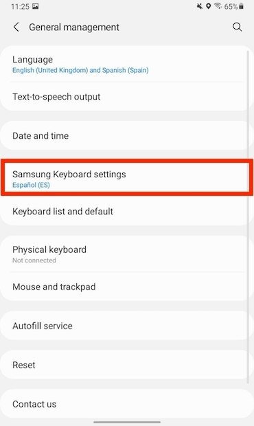 Ajustes del teclado de Samsung