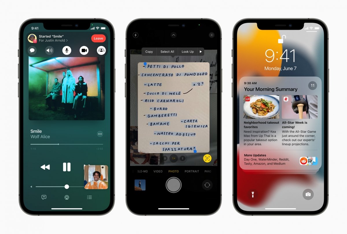 Algunas capturas de iOS 15