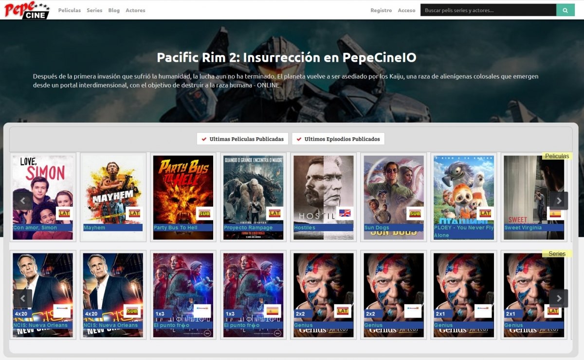 Algunas películas disponibles en PepeCine