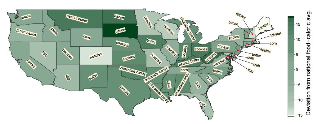 Alimentos más twitteados en cada estado de Estados Unidos