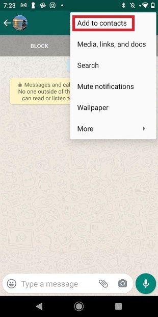 أضف جهة اتصال من WhatsApp