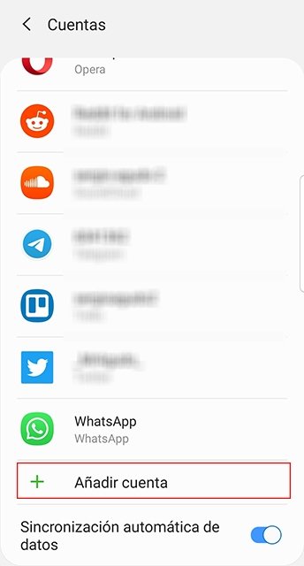 Añadir cuenta en Android