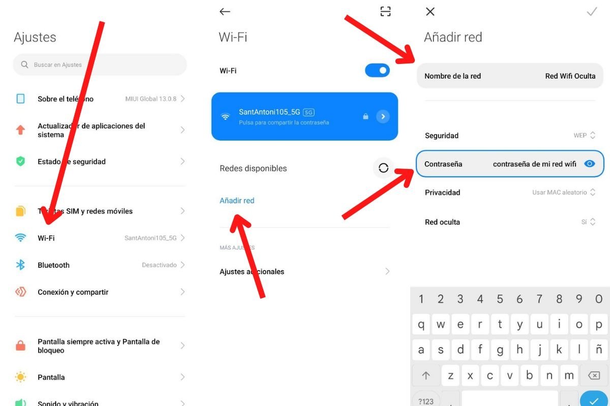 Añadir red manualmente en Android para conectarse a una red oculta