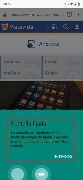 Aplicación fijada en Android