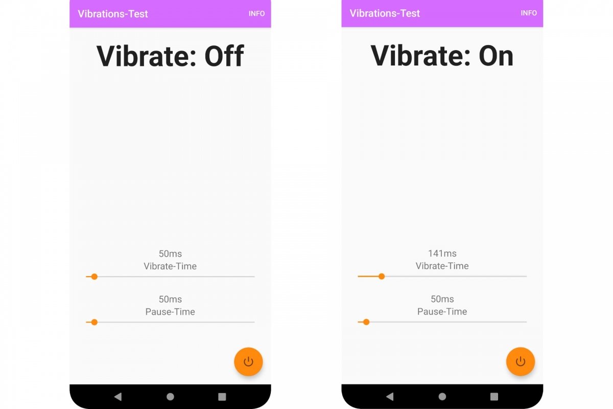 Aplicación Vibrations-Test para Android