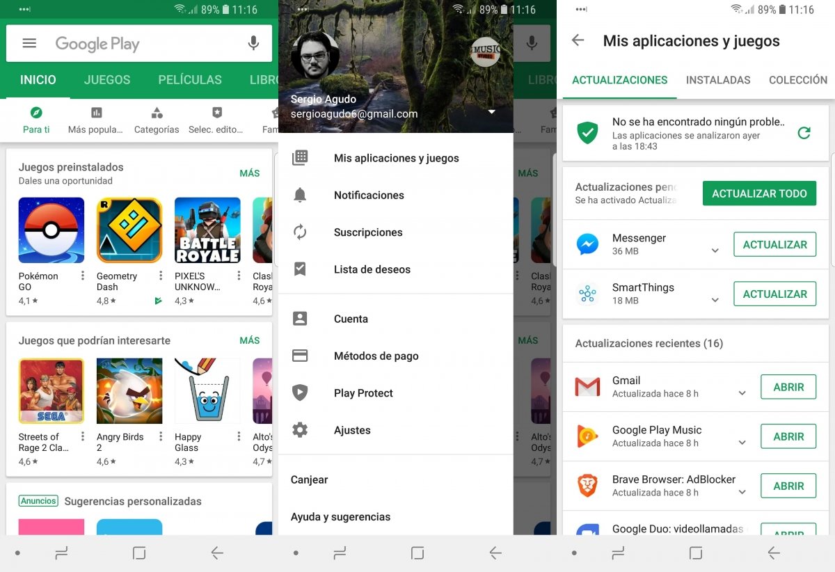 Aplicaciones disponibles para actualizar en Google Play