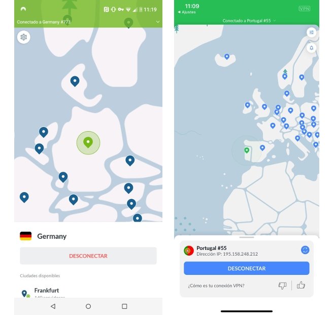 Apps de NordVPN en Android y iPhone