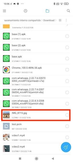 Archivo de Gmail en las descargas de Android