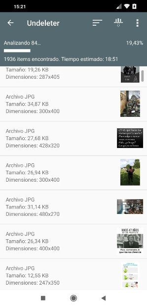 Archivos recuperados en Undeleter