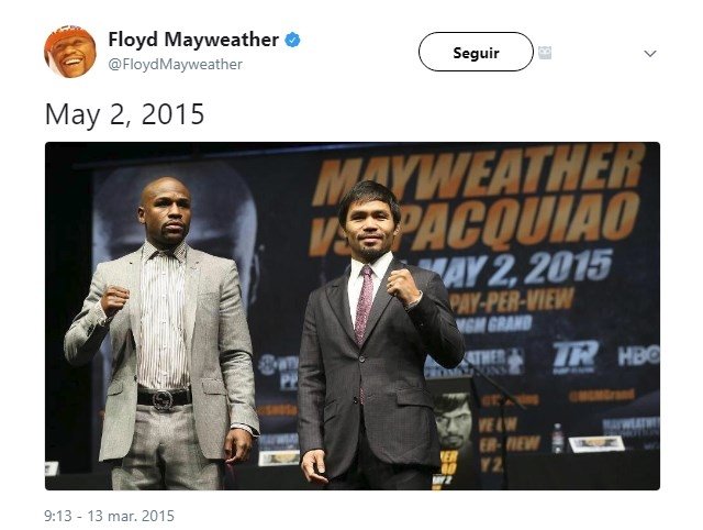 Así anunciaba Mayweather el combate en su Twitter