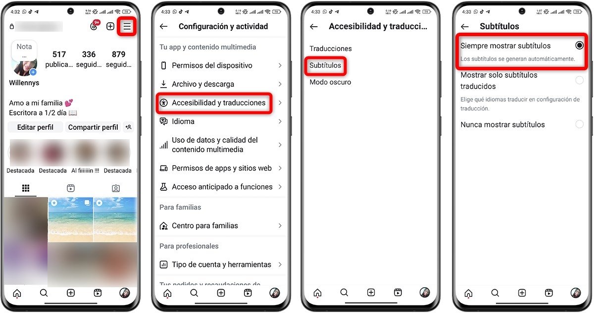 Así puedes activar los subtítulos en Instagram