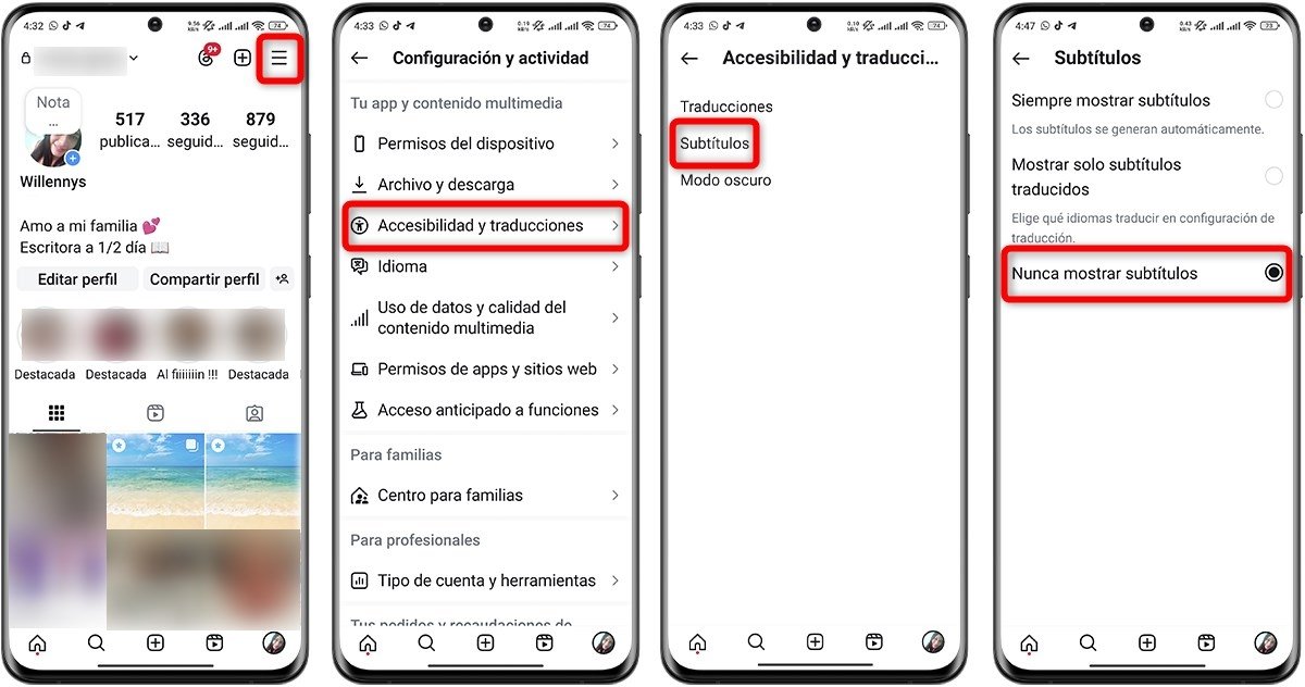 Así puedes  desactivar los subtítulos de Instagram