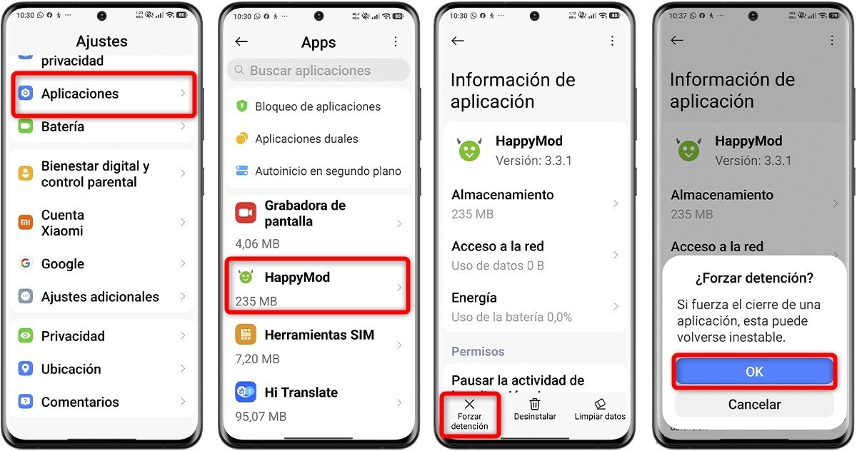Así puedes realizar un reinicio forzado de la app HappyMod