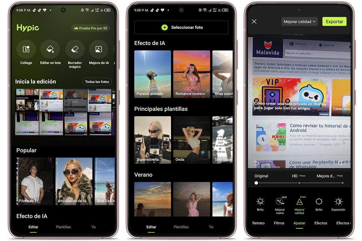 Así se ve la interfaz de Hypic en Android